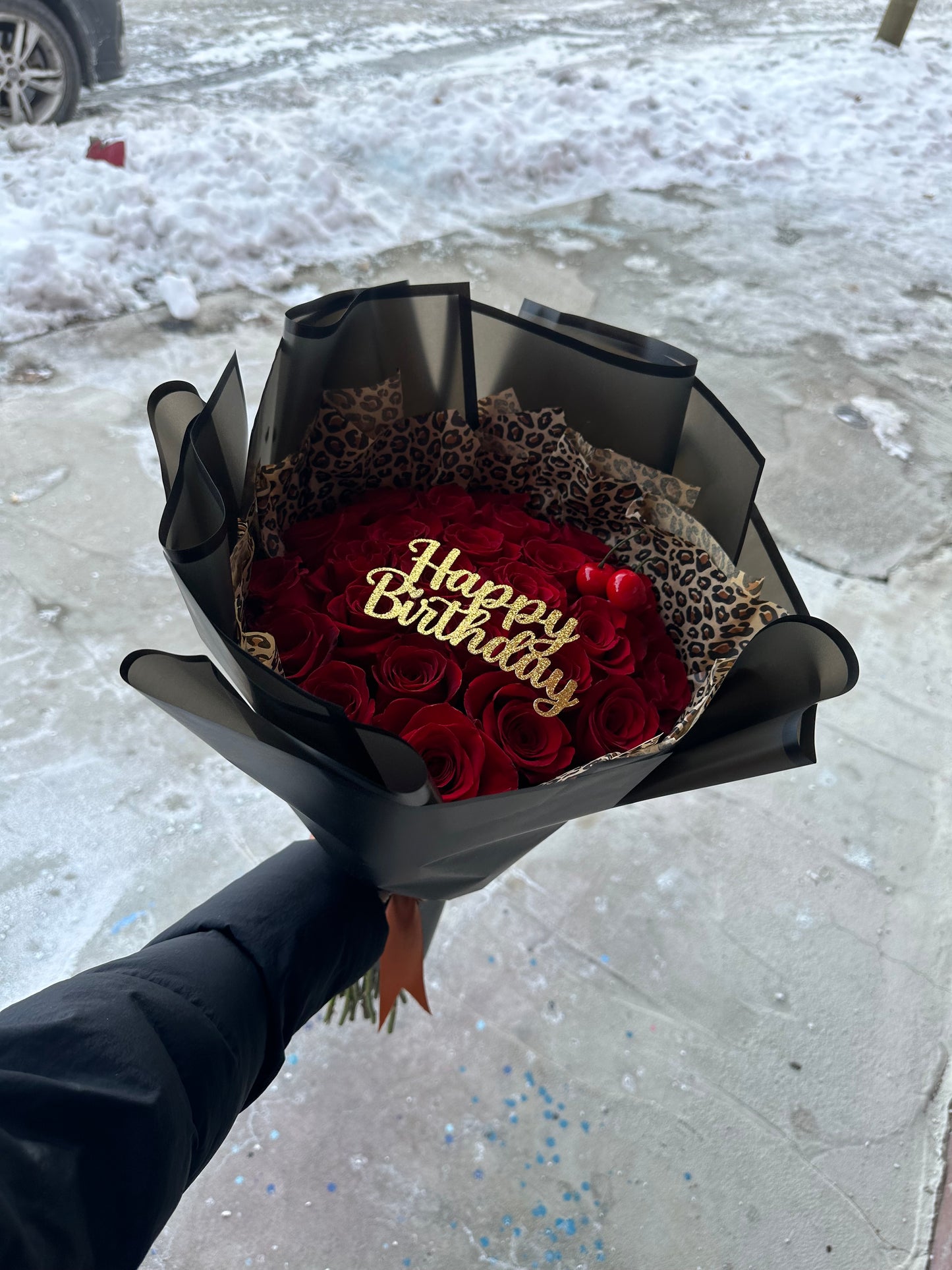 Cheetah & Cherries HBD Bouquet