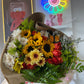Wrapped Roses & Sunflowers