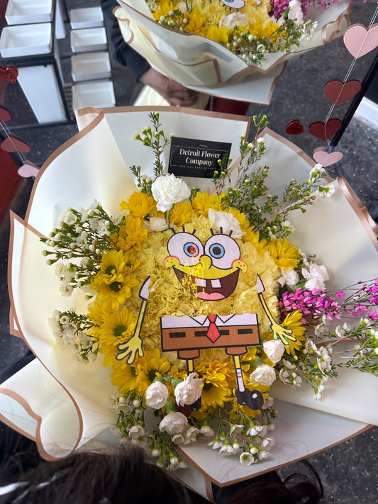 Spongebob yellow character floral arrangement 